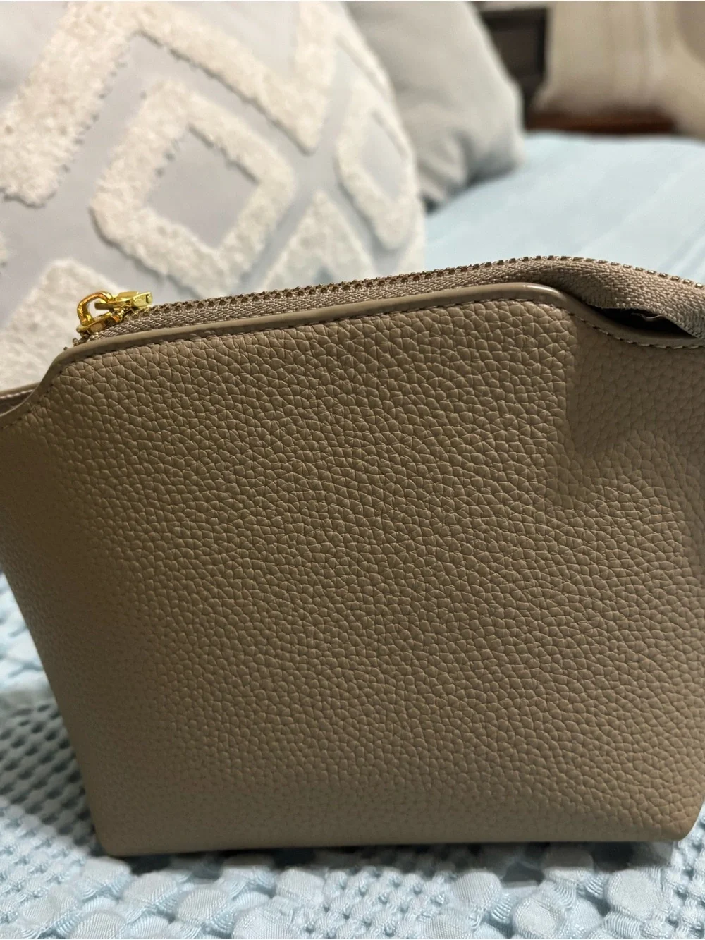 Pebbled Leather Taupe Hobo Bag with Scarf Accent (bought on Amazon)